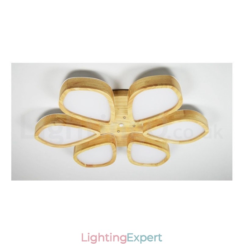 Wood Petal Ceiling Light with Acrylic Shade Ceiling Lamp Nordic Style