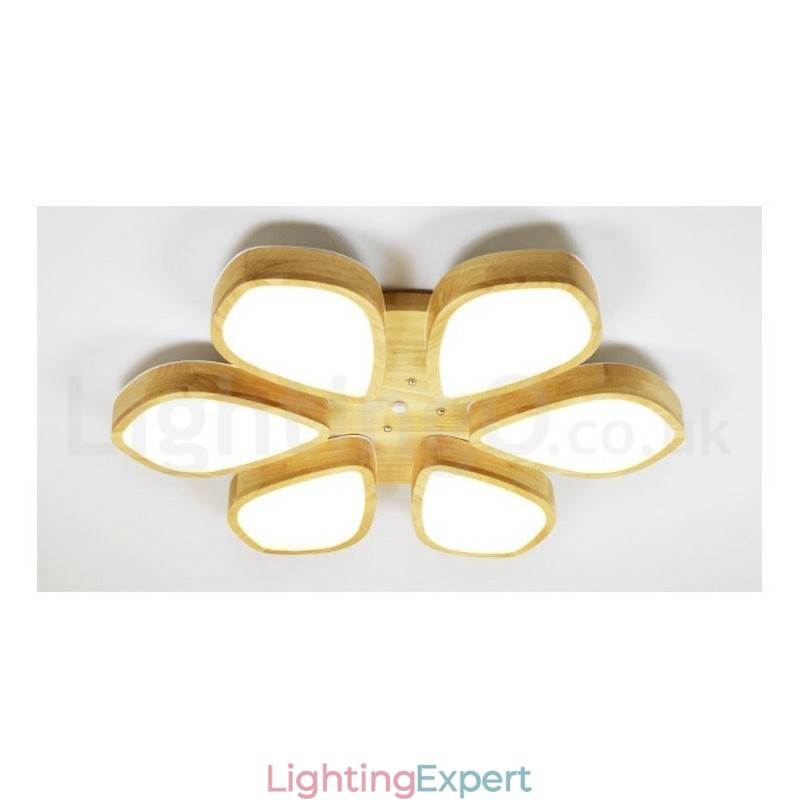 Wood Petal Ceiling Light with Acrylic Shade Ceiling Lamp Nordic Style