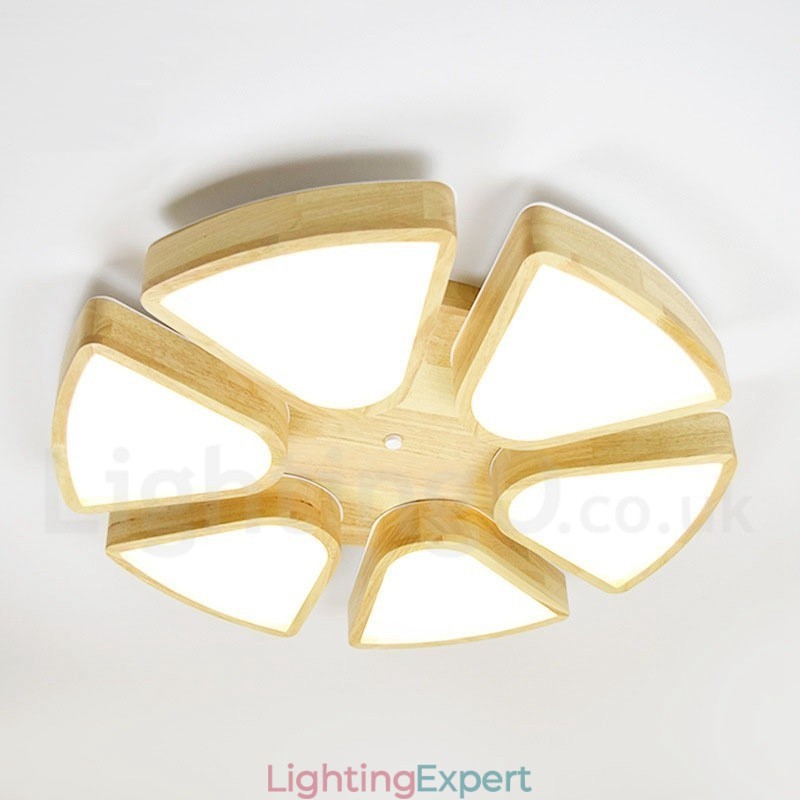 Wood Petal Ceiling Light with Acrylic Shade Ceiling Lamp Nordic Style