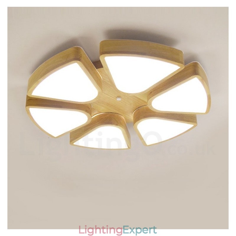 Wood Petal Ceiling Light with Acrylic Shade Ceiling Lamp Nordic Style
