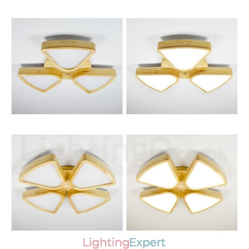 Wood Petal Ceiling Light with Acrylic Shade Ceiling Lamp Nordic Style