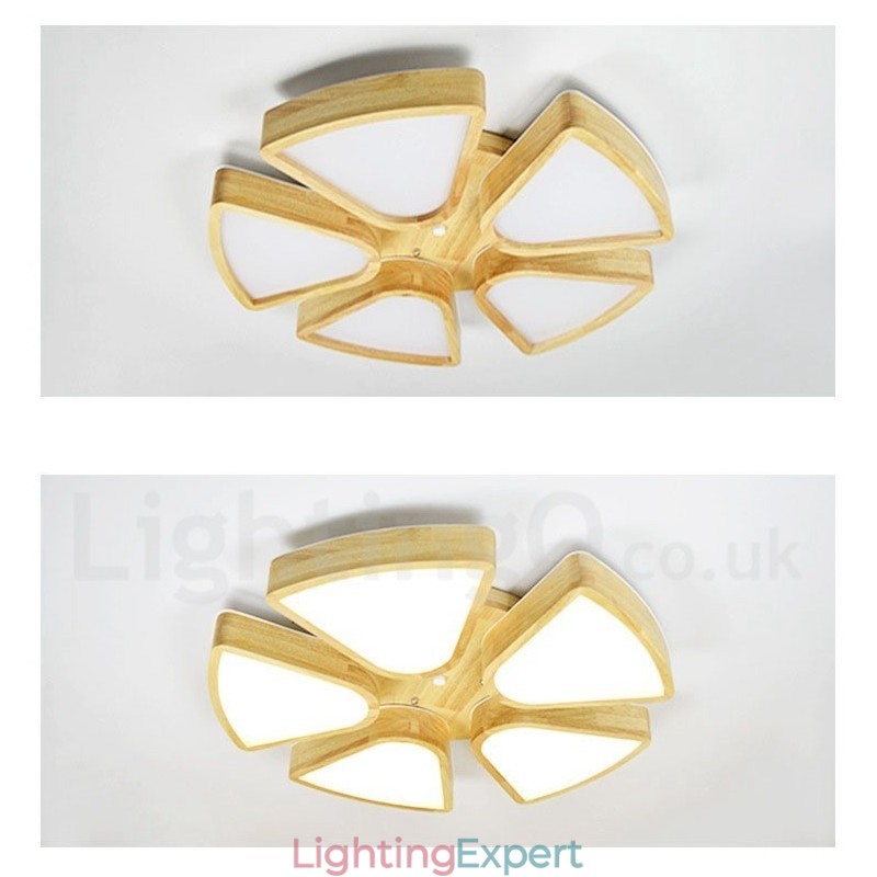 Wood Petal Ceiling Light with Acrylic Shade Ceiling Lamp Nordic Style
