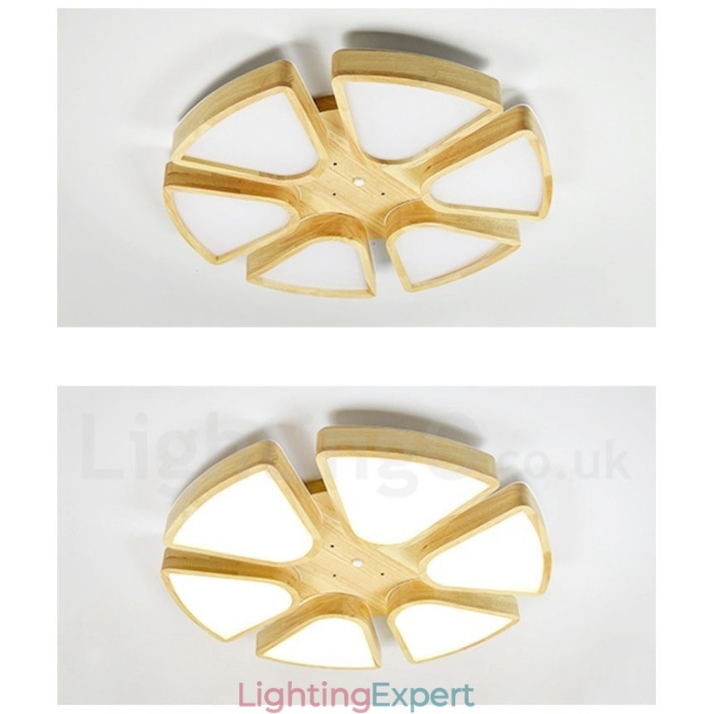 Wood Petal Ceiling Light with Acrylic Shade Ceiling Lamp Nordic Style