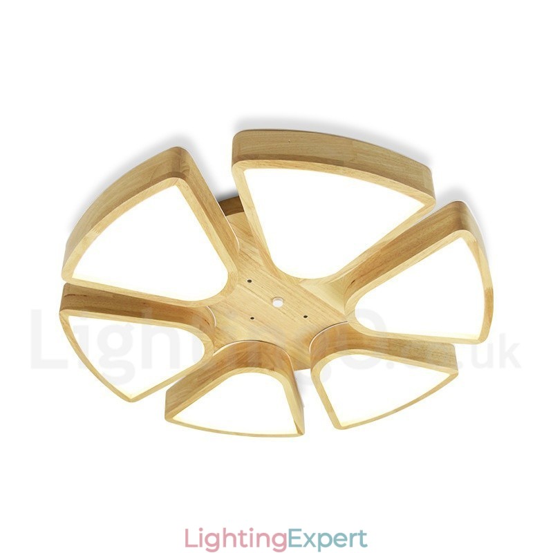 Wood Petal Ceiling Light with Acrylic Shade Ceiling Lamp Nordic Style