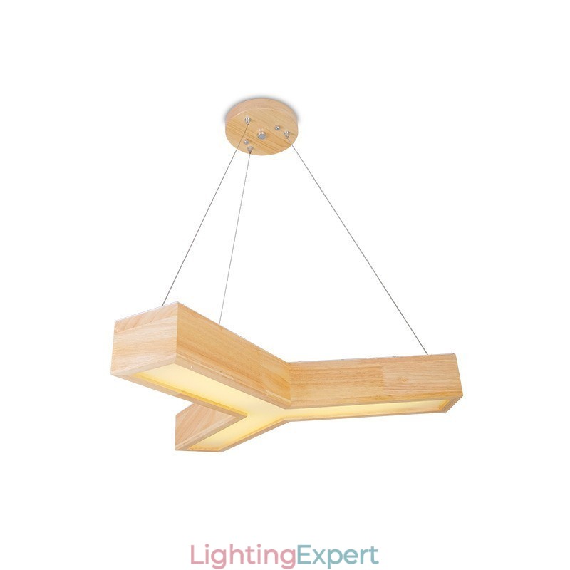 Wood Modern Triangle Pendant Light