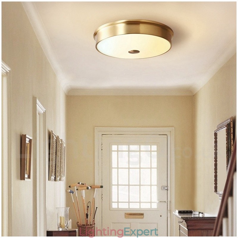 Retro Vintage Flush Mount Ceiling Light with Glass Shade
