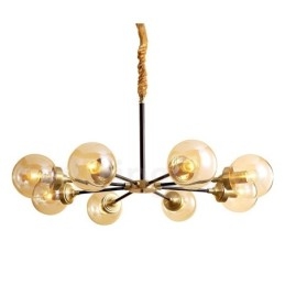 Pure Brass Luxurious Rustic Retro Vintage Brass Pendant Chandelier with Glass Shades