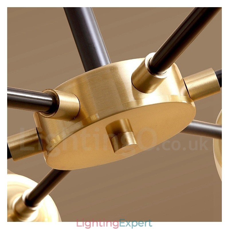 Pure Brass Luxurious Rustic Retro Vintage Brass Pendant Chandelier with Glass Shades