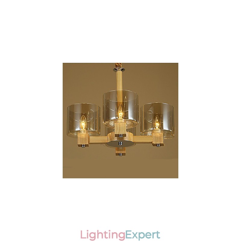 Fashion Pendant lamp Table Wooden Glass Cover