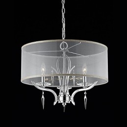 Crystal Modern Pendant with 3 Lights and Semitransparent Shade
