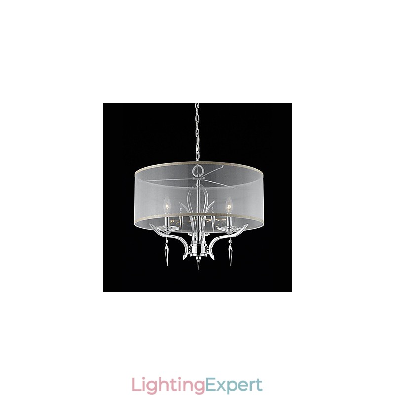 Crystal Modern Pendant with 3 Lights and Semitransparent Shade