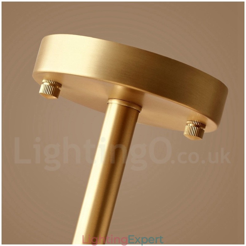 4 Light Pure Brass Modern Contemporary Simple Rustic Retro Vintage Flush Mount Ceiling Light with Glass Shades