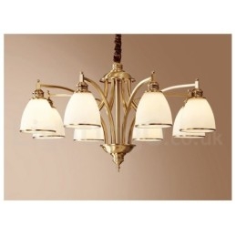 Pure Brass Large Luxurious Rustic Retro Vintage Brass Pendant Chandelier with Glass Shades