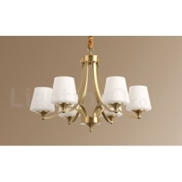 Pure Brass Large Luxurious Rustic Retro Vintage Brass Pendant Chandelier with Glass Shades
