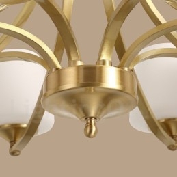 Pure Brass Large Luxurious Rustic Retro Vintage Brass Pendant Chandelier with Glass Shades
