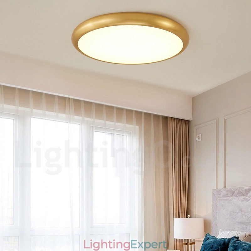 Ultra Thin Dimmable Modern Contemporary Nordic Style Flush Mount Brass Ceiling Lights with Acrylic Shade Also Can Be Used As Wall Light