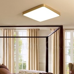Ultra Thin Square Dimmable Modern Contemporary Nordic Style Flush Mount Brass Ceiling Lights with Acrylic Shade Also Can Be Used As Wall Light