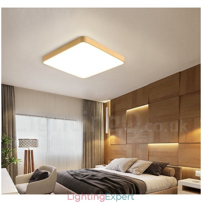 Ultra Thin Square Dimmable Modern Contemporary Nordic Style Flush Mount Brass Ceiling Lights with Acrylic Shade Also Can Be Used As Wall Light
