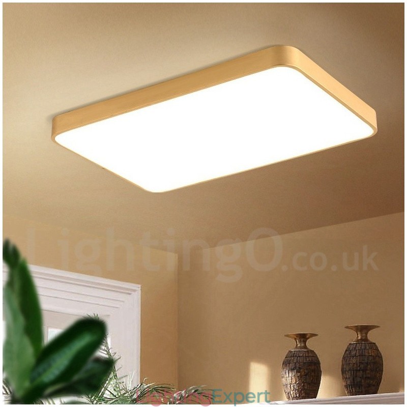 Ultra Thin Rectangle Dimmable Modern Contemporary Nordic Style Flush Mount Brass Ceiling Lights with Acrylic Shade Also Can Be Used As Wall Light