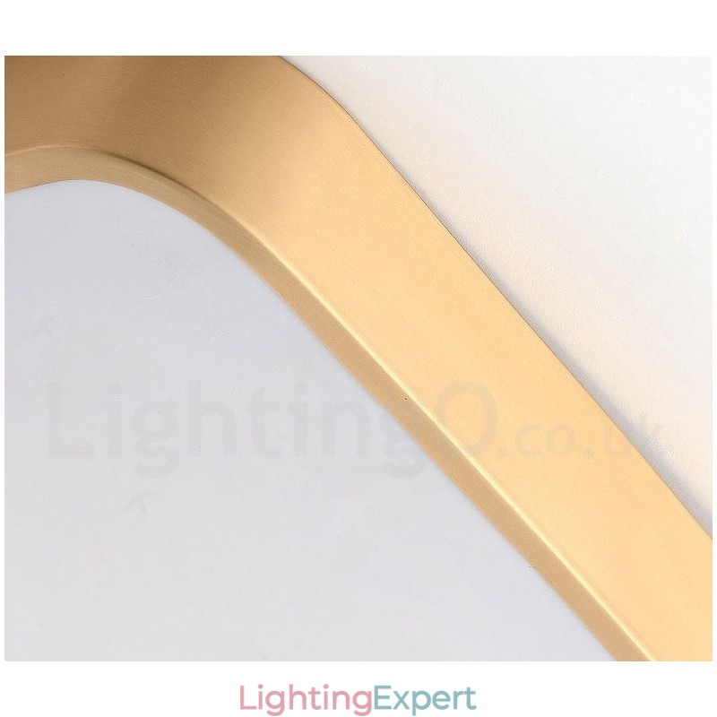 Ultra Thin Rectangle Dimmable Modern Contemporary Nordic Style Flush Mount Brass Ceiling Lights with Acrylic Shade Also Can Be Used As Wall Light