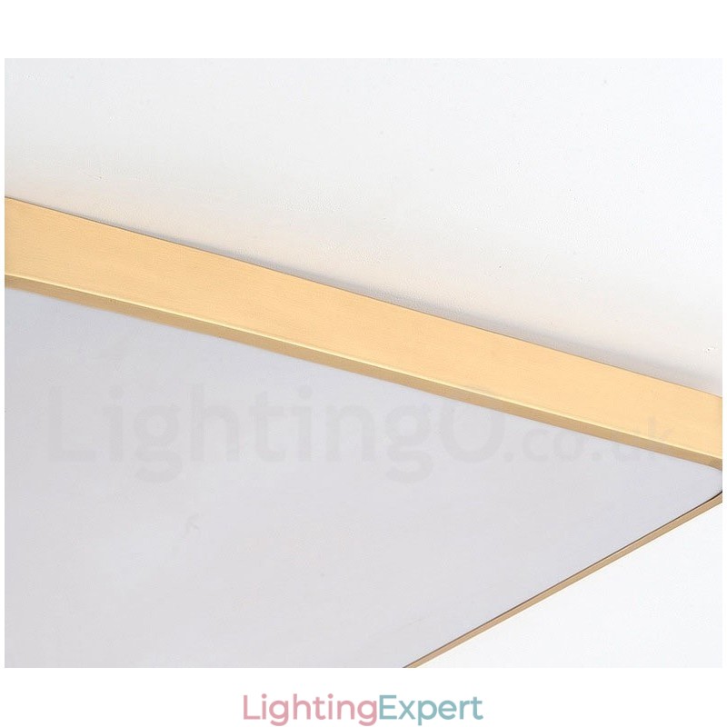 Ultra Thin Rectangle Dimmable Modern Contemporary Nordic Style Flush Mount Brass Ceiling Lights with Acrylic Shade Also Can Be Used As Wall Light