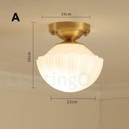 Pure Brass Rustic Lodge Nordic Style Flush Mount Ceiling Lights with Glass Shade