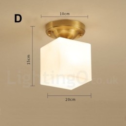 Pure Brass Rustic Lodge Nordic Style Flush Mount Ceiling Lights with Glass Shade