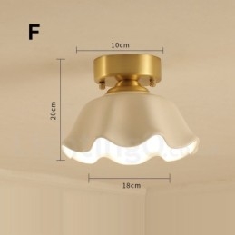 Pure Brass Rustic Lodge Nordic Style Flush Mount Ceiling Lights with Glass Shade