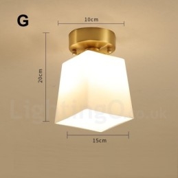 Pure Brass Rustic Lodge Nordic Style Flush Mount Ceiling Lights with Glass Shade