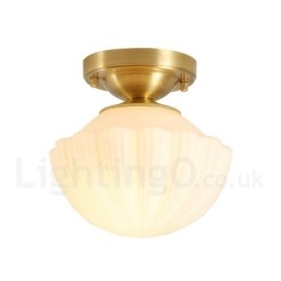 Pure Brass Rustic Lodge Nordic Style Flush Mount Ceiling Lights with Glass Shade