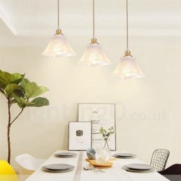 Pure Brass Rustic Lodge Nordic Style Pendant Light with Glass Shade