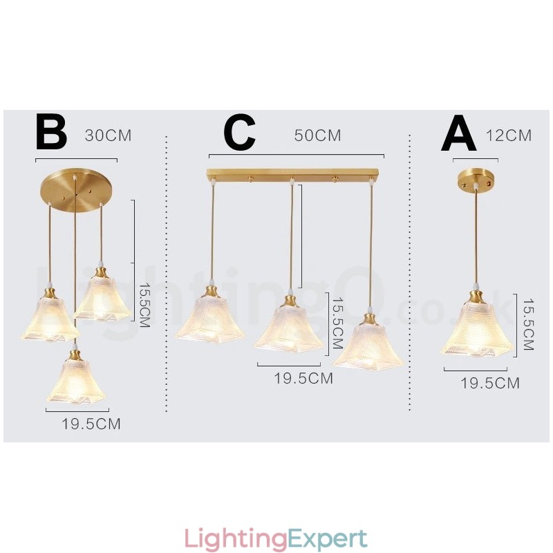 Pure Brass Rustic Lodge Nordic Style Pendant Light with Glass Shade