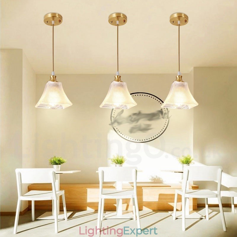 Pure Brass Rustic Lodge Nordic Style Pendant Light with Glass Shade