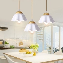Pure Brass Rustic Lodge Nordic Style Pendant Light with Ceramics Shade