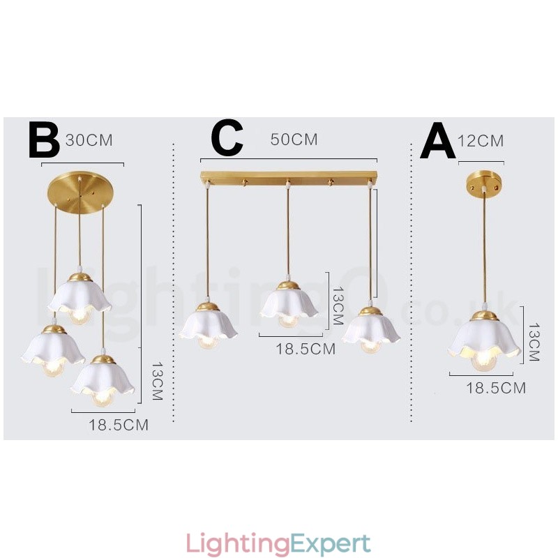 Pure Brass Rustic Lodge Nordic Style Pendant Light with Ceramics Shade