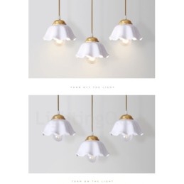 Pure Brass Rustic Lodge Nordic Style Pendant Light with Ceramics Shade