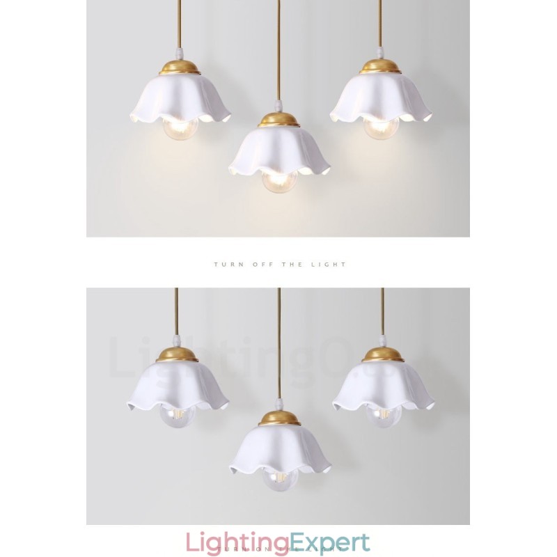Pure Brass Rustic Lodge Nordic Style Pendant Light with Ceramics Shade