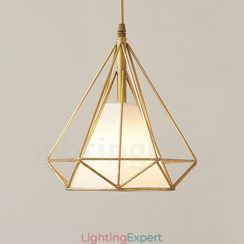 Pure Brass Rustic Lodge Nordic Style Pendant Light with Fabric Shade