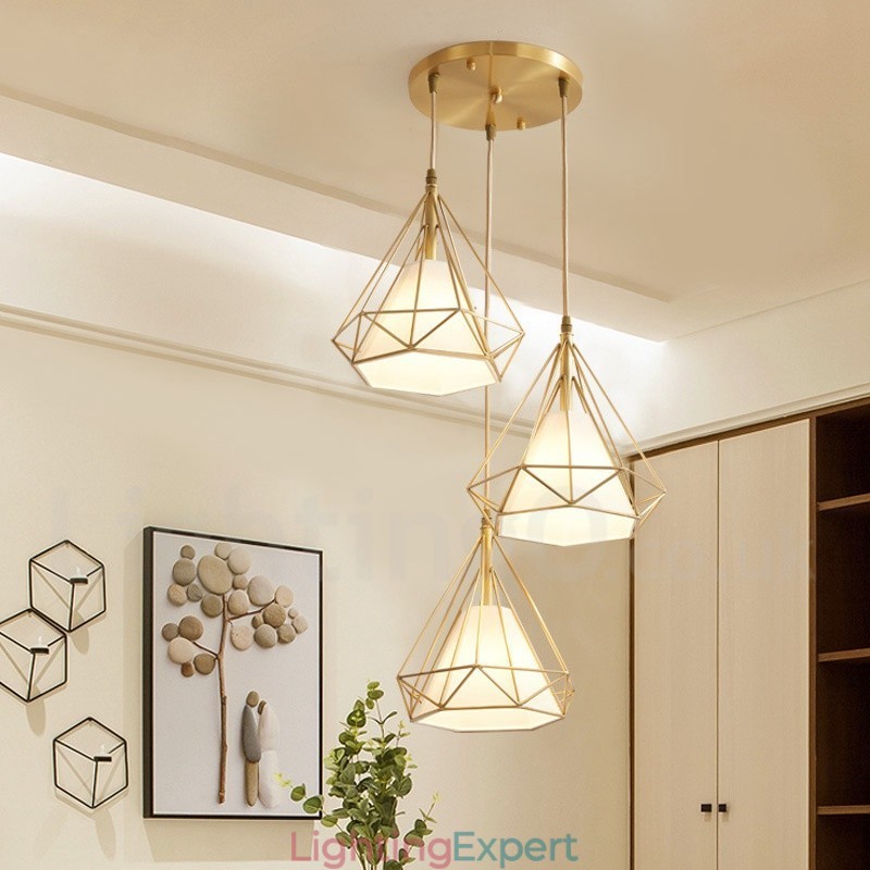 Pure Brass Rustic Lodge Nordic Style Pendant Light with Fabric Shade