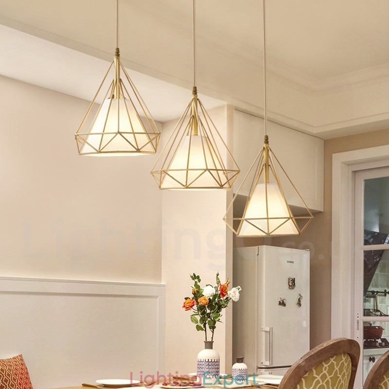 Pure Brass Rustic Lodge Nordic Style Pendant Light with Fabric Shade