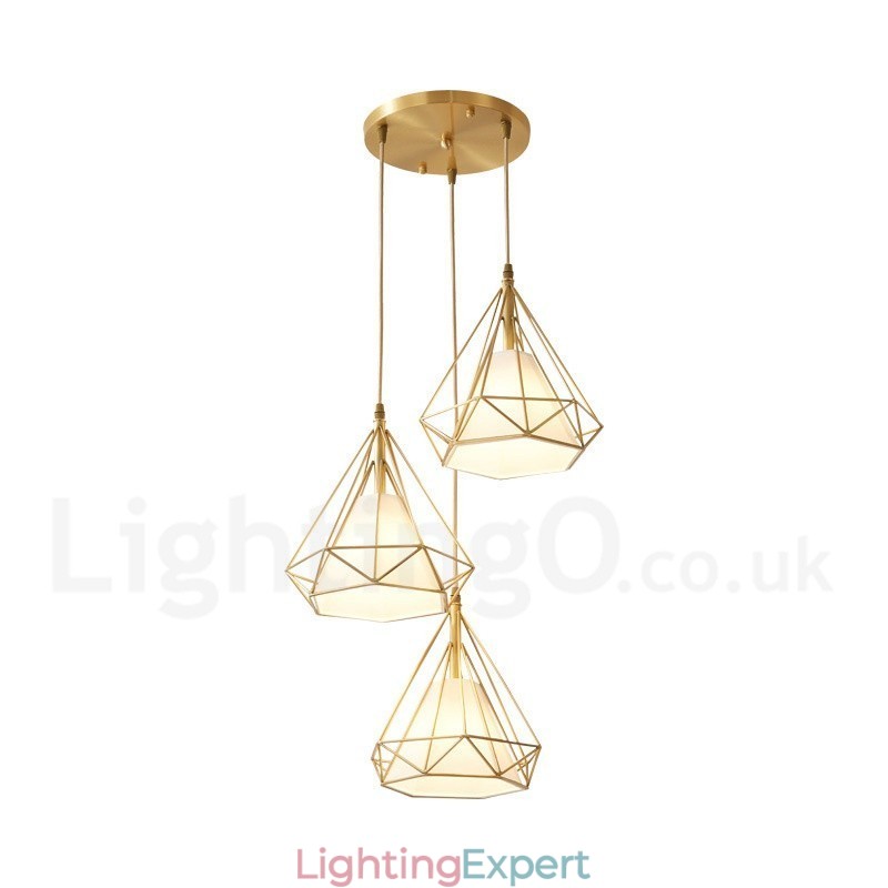 Pure Brass Rustic Lodge Nordic Style Pendant Light with Fabric Shade