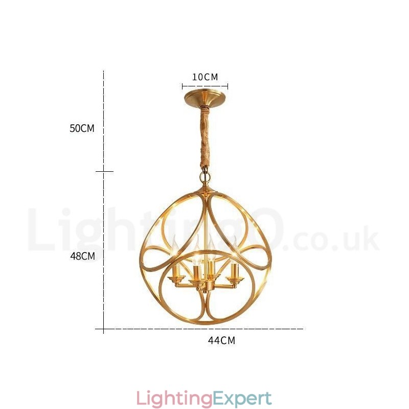 Pure Brass Rustic Lodge Nordic Style Pendant Light
