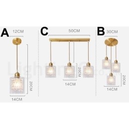 Pure Brass Rustic Lodge Nordic Style Pendant Light with Glass Shade