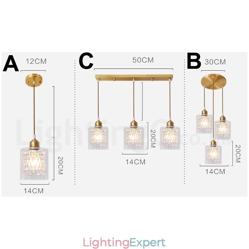 Pure Brass Rustic Lodge Nordic Style Pendant Light with Glass Shade
