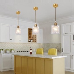 Pure Brass Rustic Lodge Nordic Style Pendant Light with Glass Shade