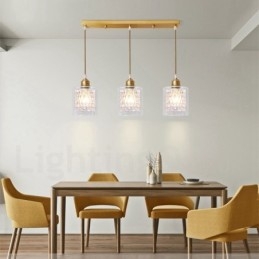Pure Brass Rustic Lodge Nordic Style Pendant Light with Glass Shade