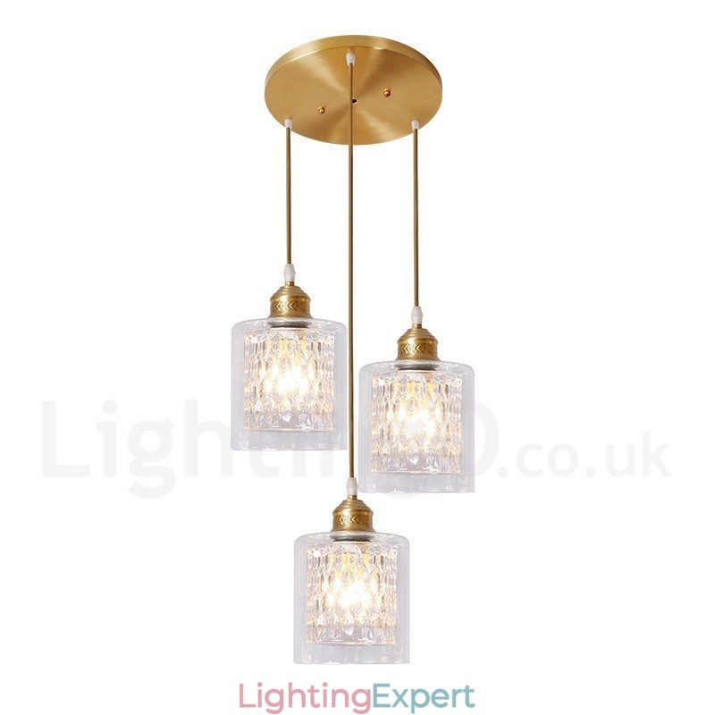 Pure Brass Rustic Lodge Nordic Style Pendant Light with Glass Shade