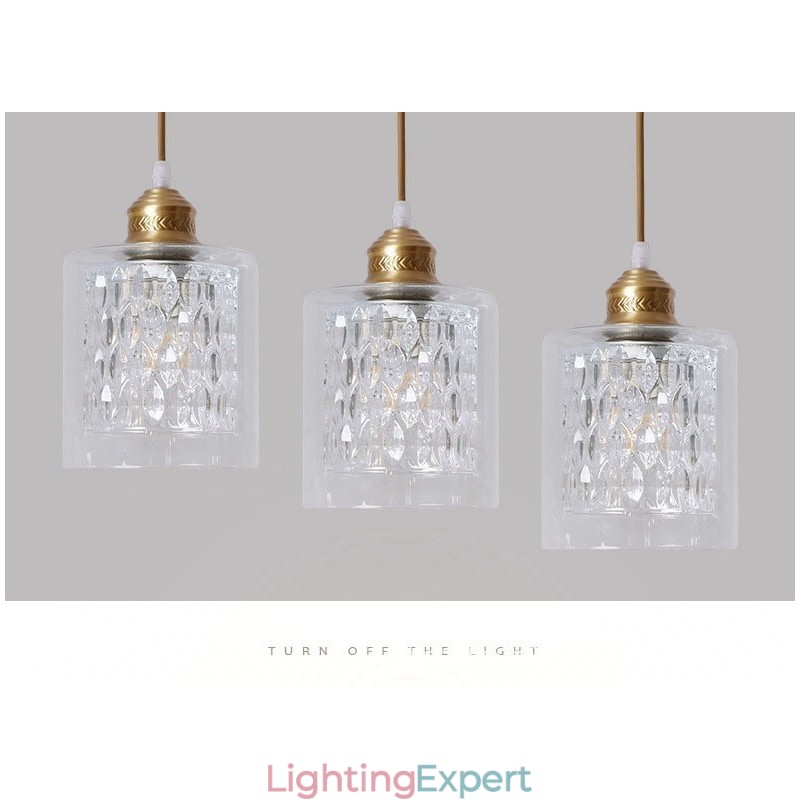 Pure Brass Rustic Lodge Nordic Style Pendant Light with Glass Shade