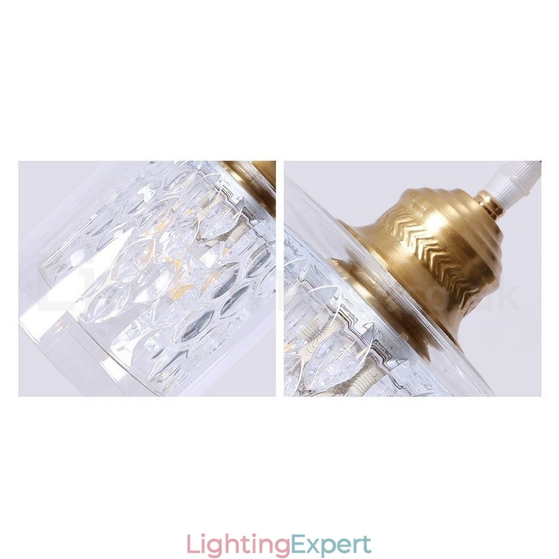 Pure Brass Rustic Lodge Nordic Style Pendant Light with Glass Shade