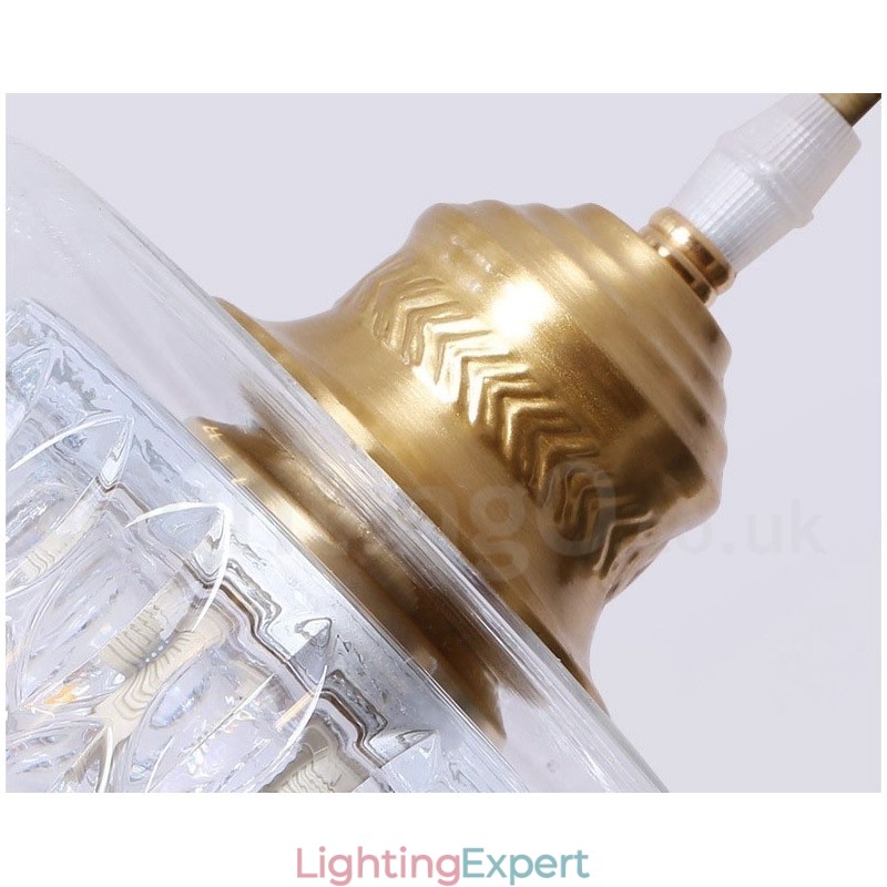 Pure Brass Rustic Lodge Nordic Style Pendant Light with Glass Shade